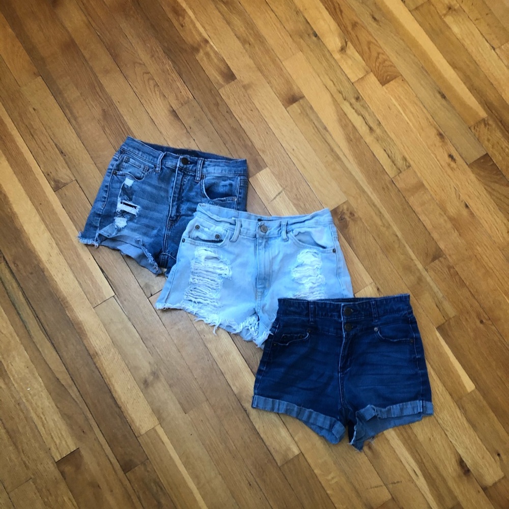 LOT OF 3 aeropostale high waisted denim shorts